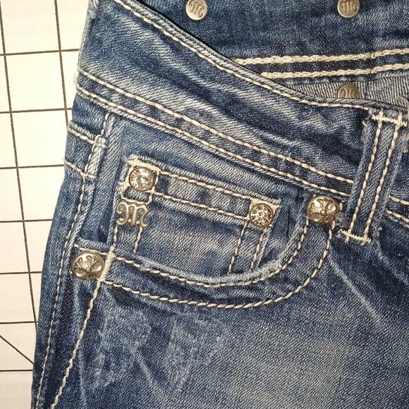 Miss Me Vintage Y2K Blue Stretch Denim Rhinestone Detailed Bootcut Jeans 27 - Picture 5 of 13